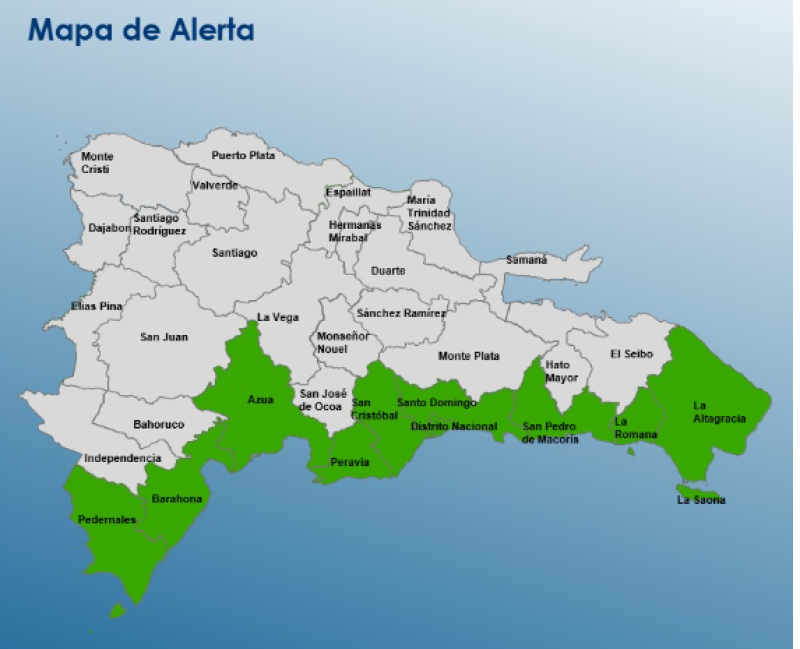 COE Declara Alerta Verde en 10 Provincias por Huracán Beryl